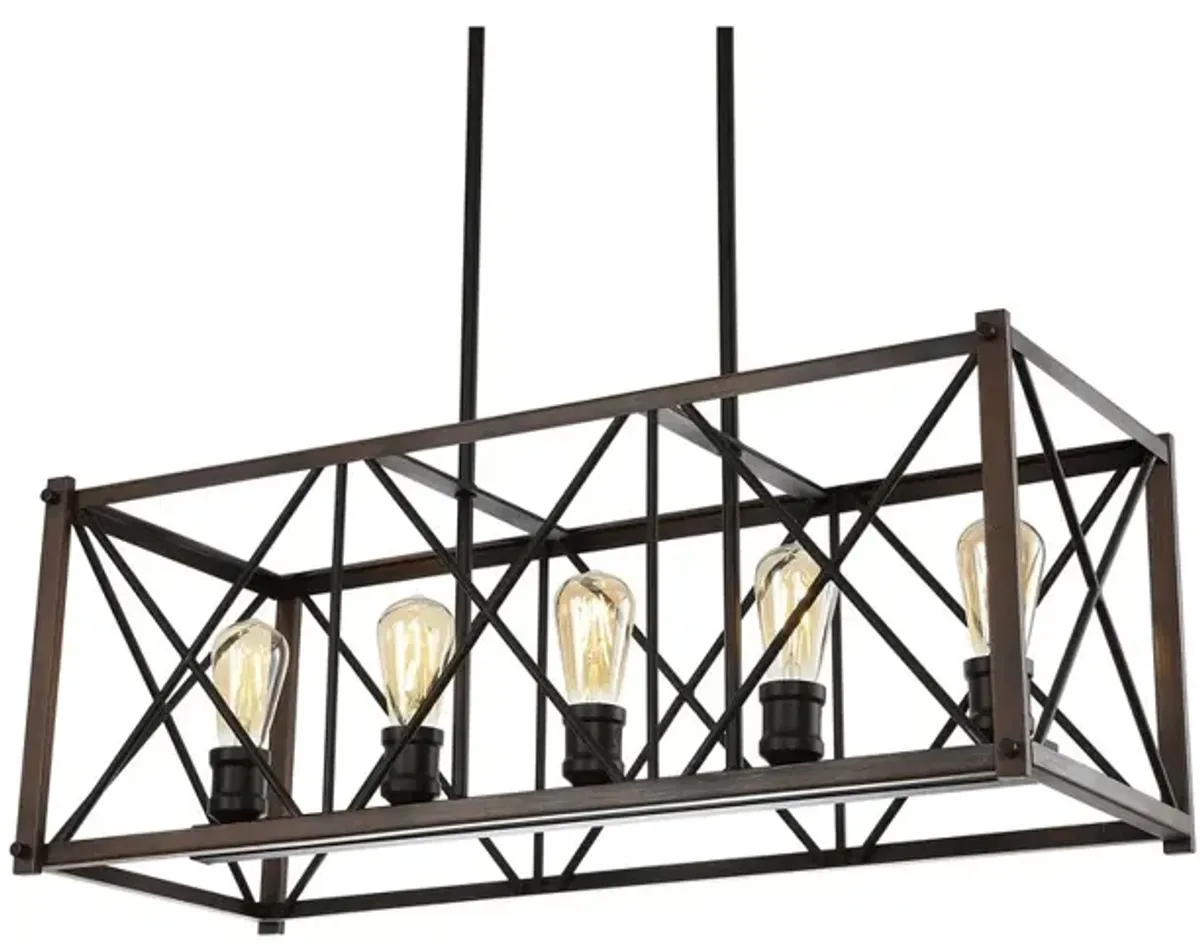 Galax 5-Light Adjustable Iron Farmhouse Industrial LED Dimmable Pendant