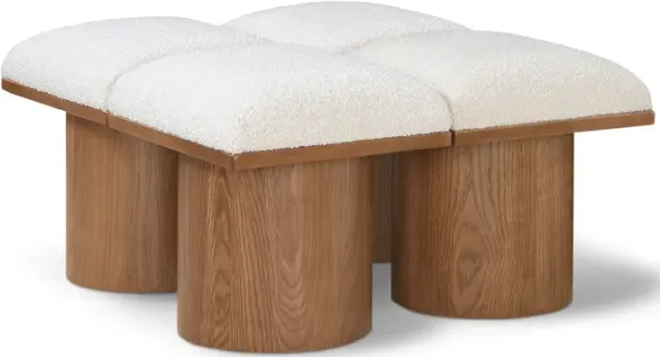 Meridian Furniture Pavilion Cream Boucle Fabric Bench