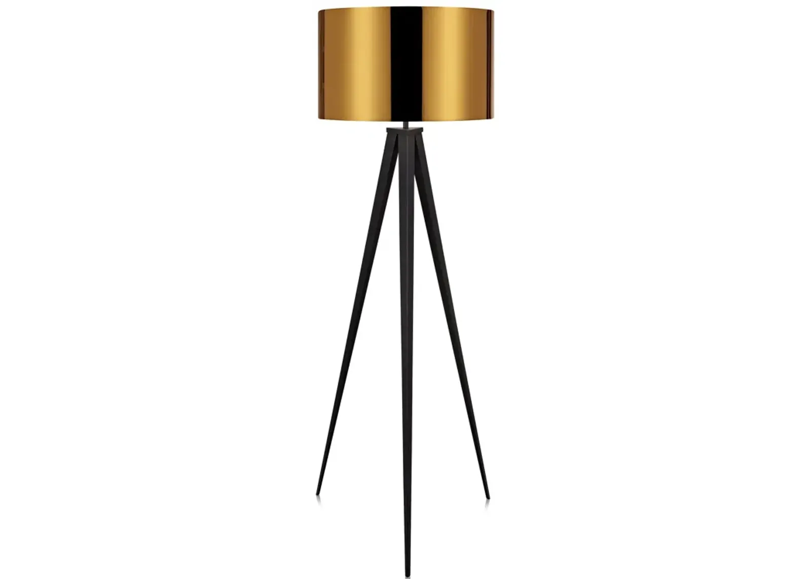 Teamson Home Romanza 61.81" Postmodern Tripod Floor Lamp with Drum Shade, Matte Black/Gold