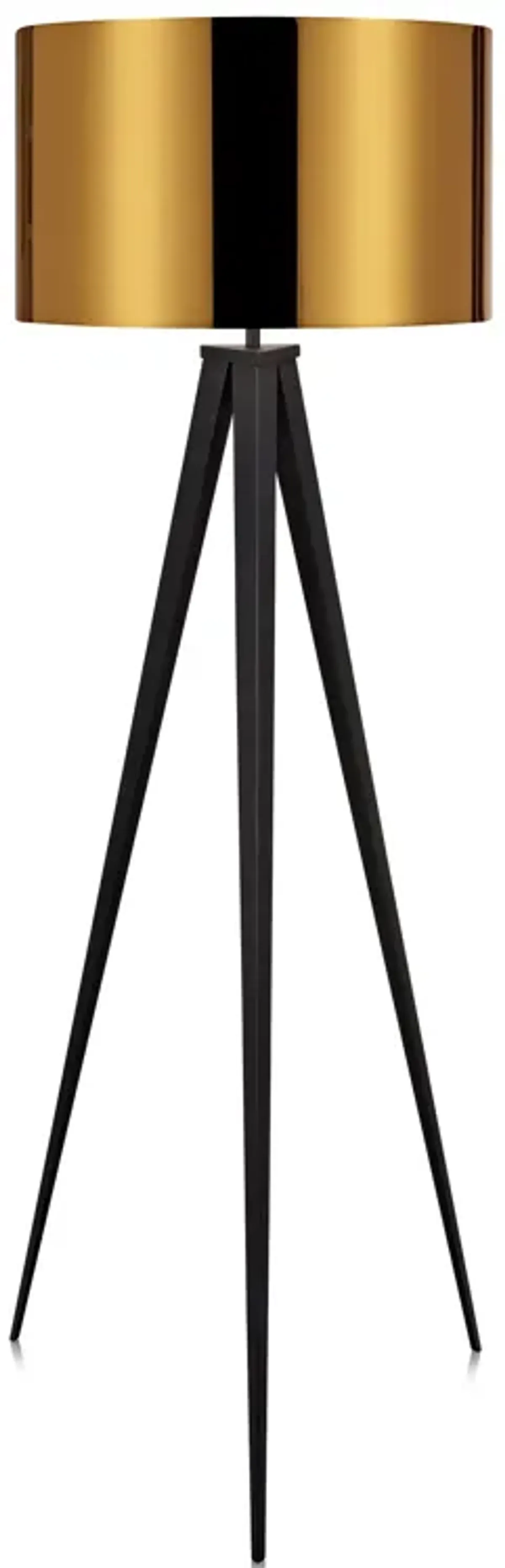 Teamson Home Romanza 61.81" Postmodern Tripod Floor Lamp with Drum Shade, Matte Black/Gold