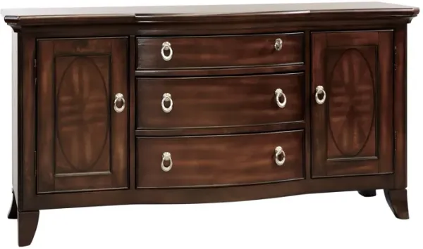Koot 56 Inch 3 Drawer Buffet Console, Storage Cabinets, Adjustable Shelves-Benzara