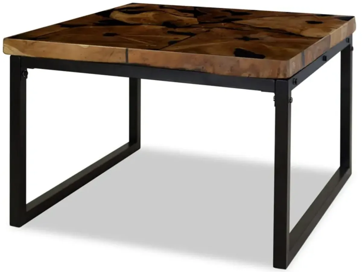 vidaXL Coffee Table Teak Resin 23.6"x23.6"x15.7"