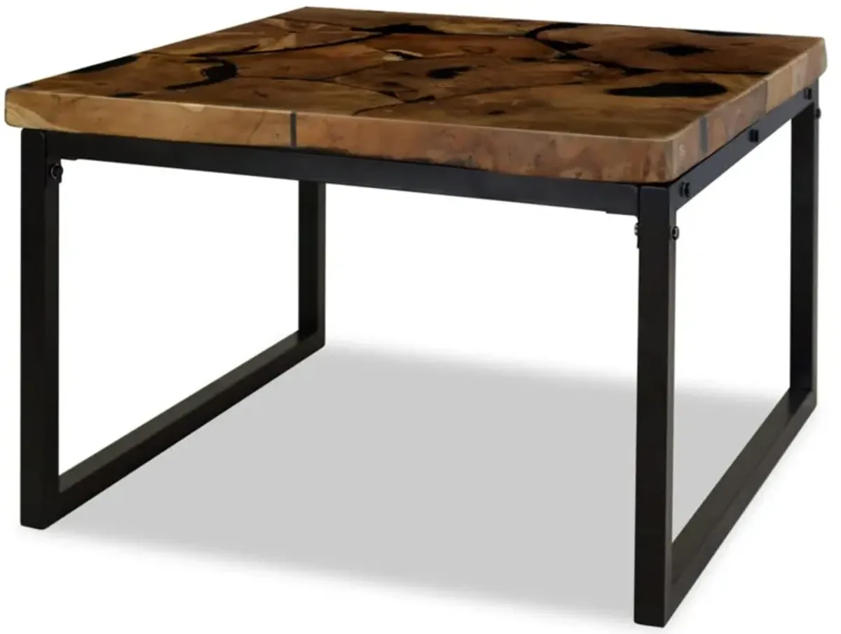 vidaXL Coffee Table Teak Resin 23.6"x23.6"x15.7"