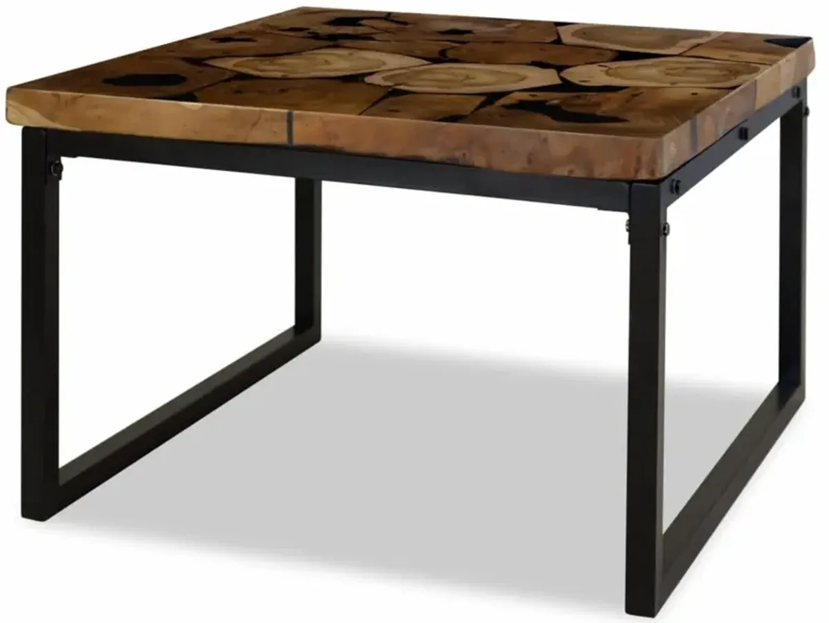 vidaXL Coffee Table Teak Resin 23.6"x23.6"x15.7"