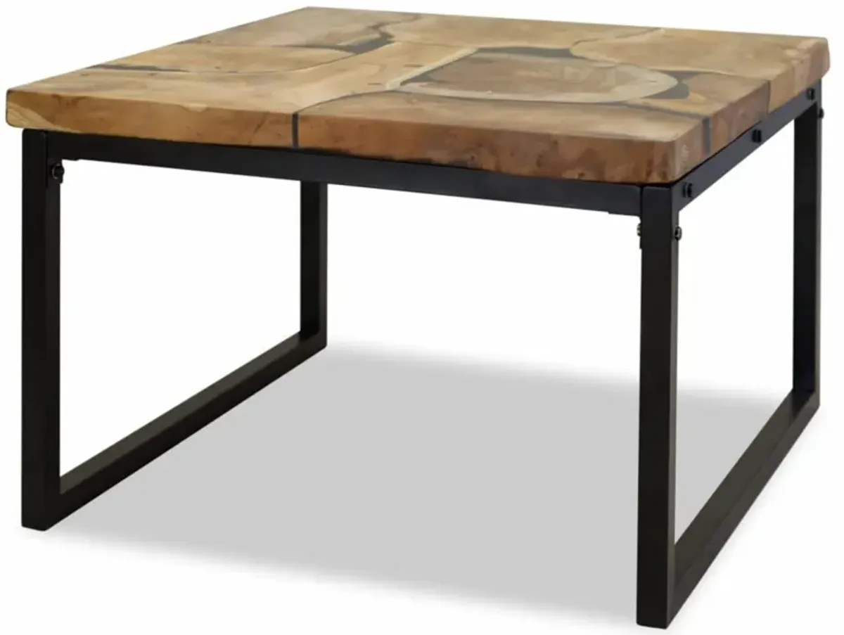 vidaXL Coffee Table Teak Resin 23.6"x23.6"x15.7"