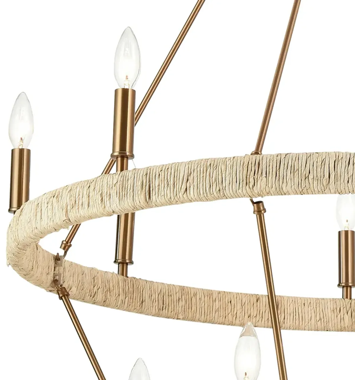 Abaca 36" Wide 14-Light Chandelier in Brass