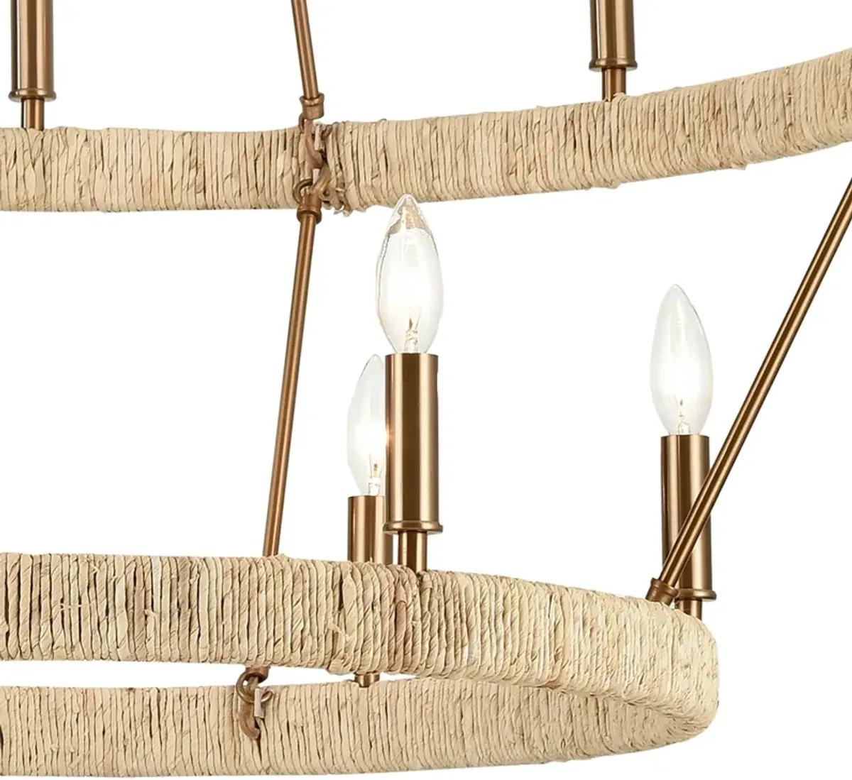 Abaca 36" Wide 14-Light Chandelier in Brass