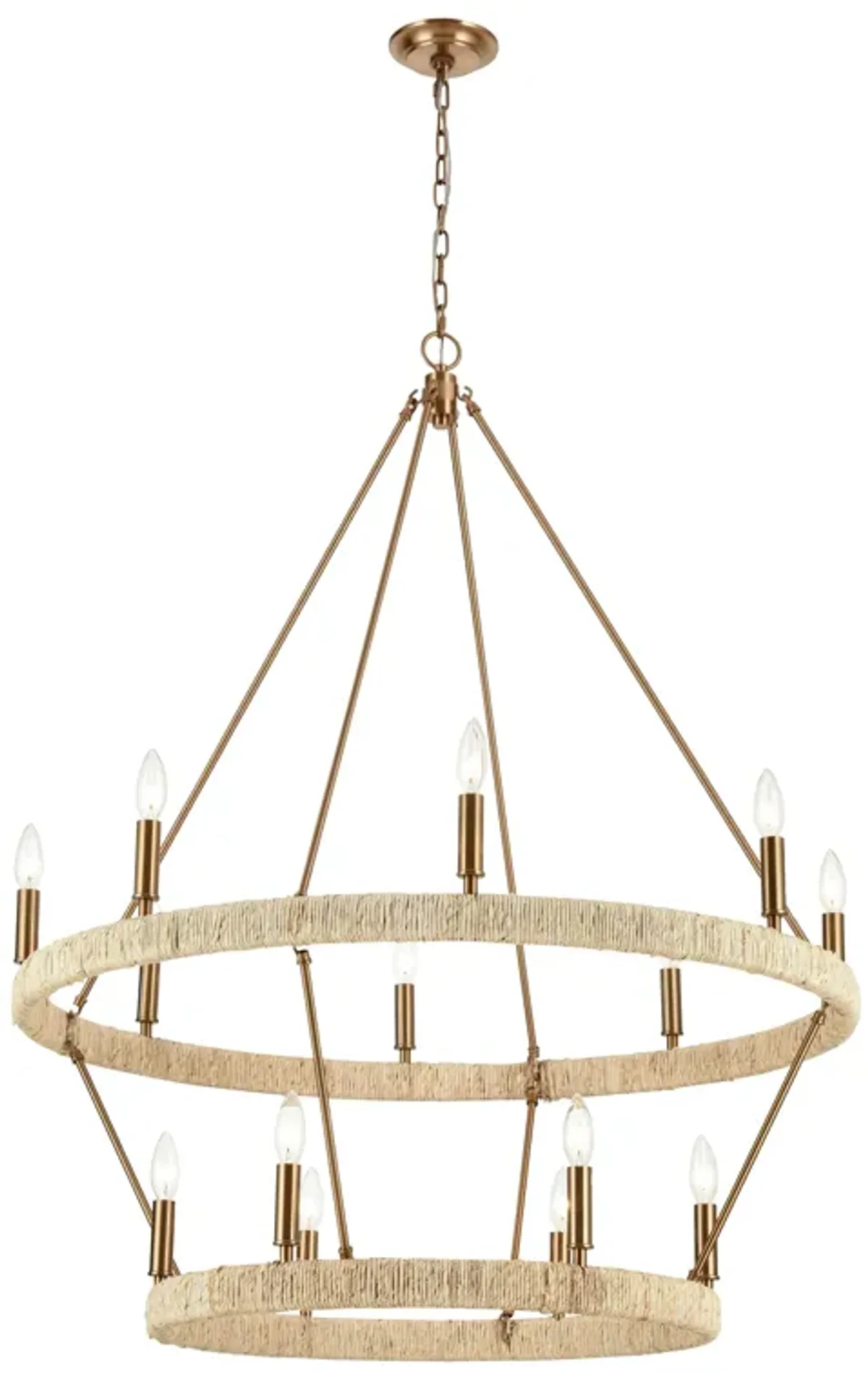 Abaca 36" Wide 14-Light Chandelier in Brass