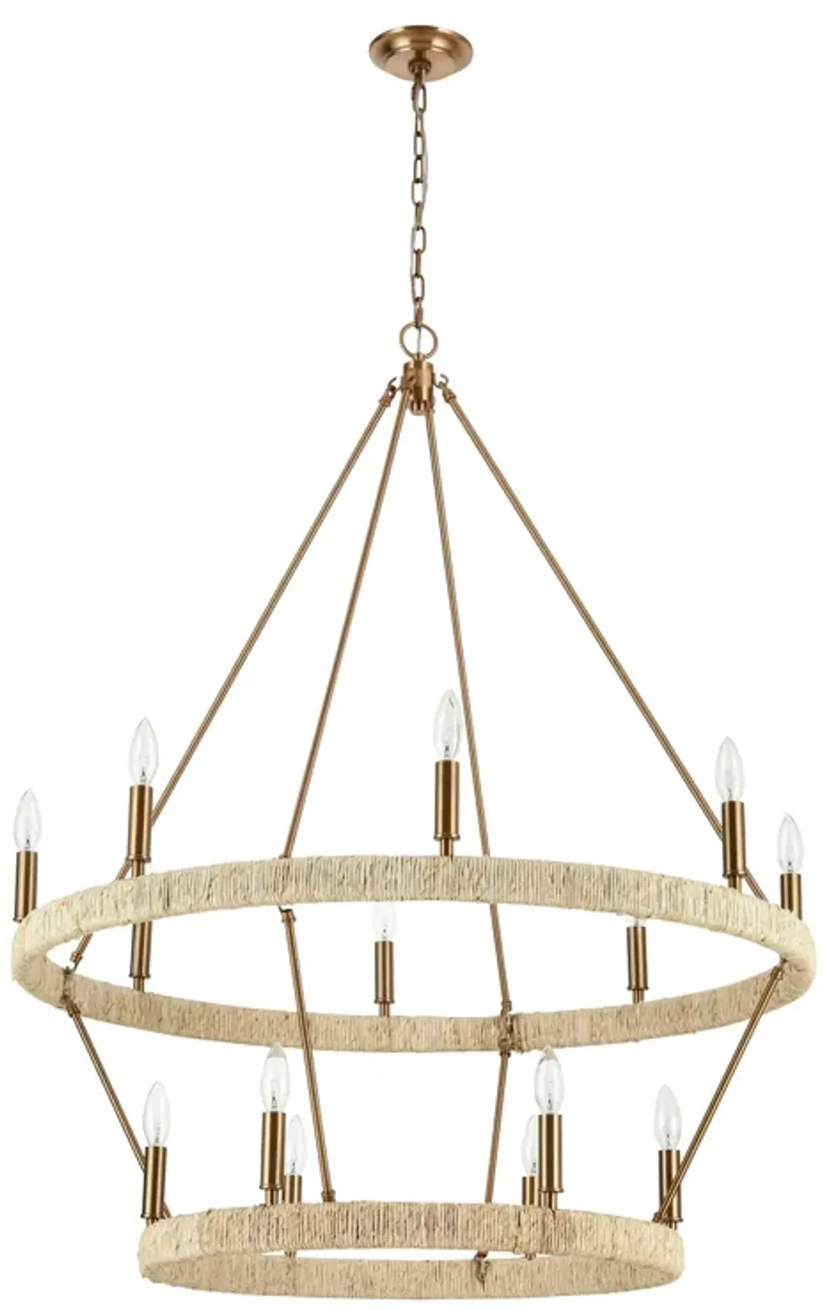 Abaca 36" Wide 14-Light Chandelier in Brass