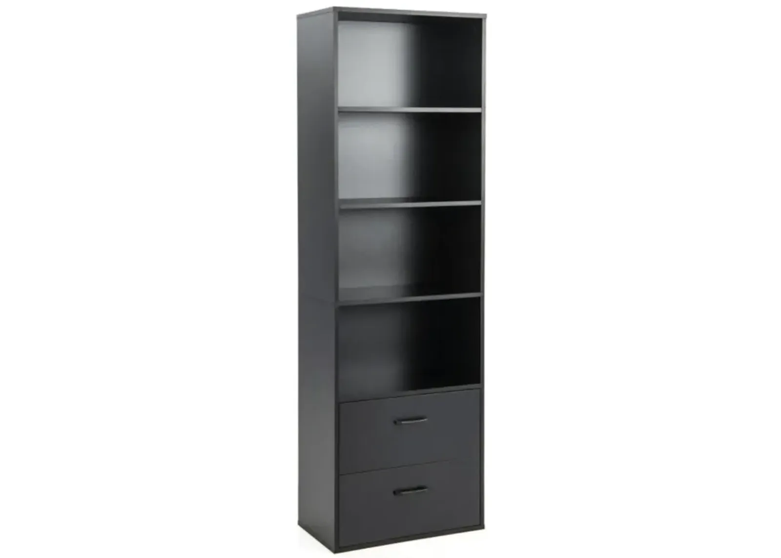 Hivvago 6-Tier Tall Freestanding Bookshelf with 4 Open Shelves and 2 Drawers