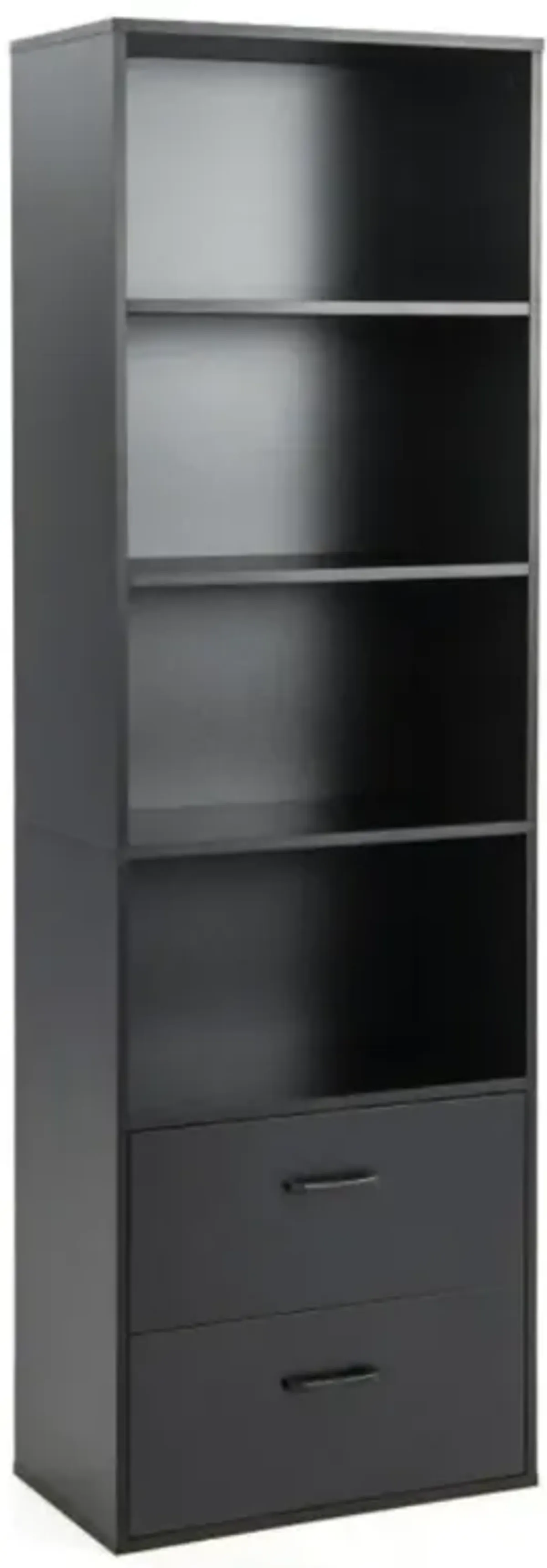 Hivvago 6-Tier Tall Freestanding Bookshelf with 4 Open Shelves and 2 Drawers