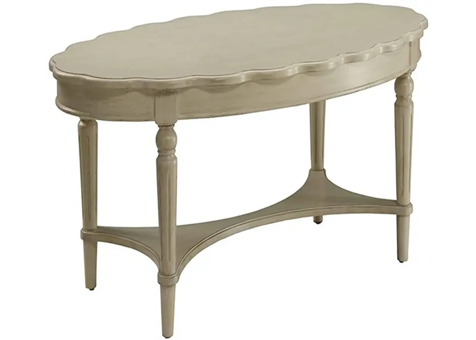 Conventional Coffee Table, Antique White-Benzara