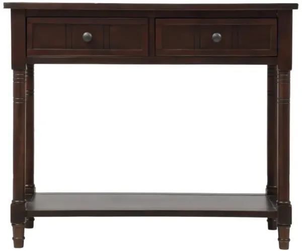 Daisy Series Console Table Traditional Design with Two Drawers and Bottom Shelf (Espresso)