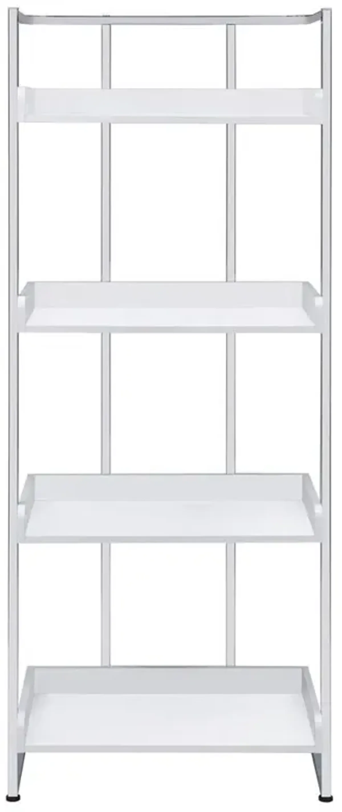 Ember 4-shelf Bookcase White High Gloss and Chrome