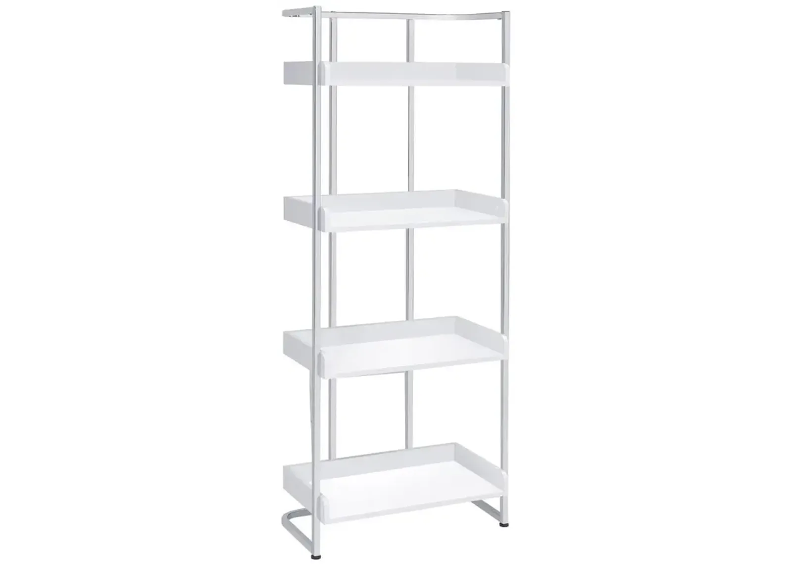 Ember 4-shelf Bookcase White High Gloss and Chrome