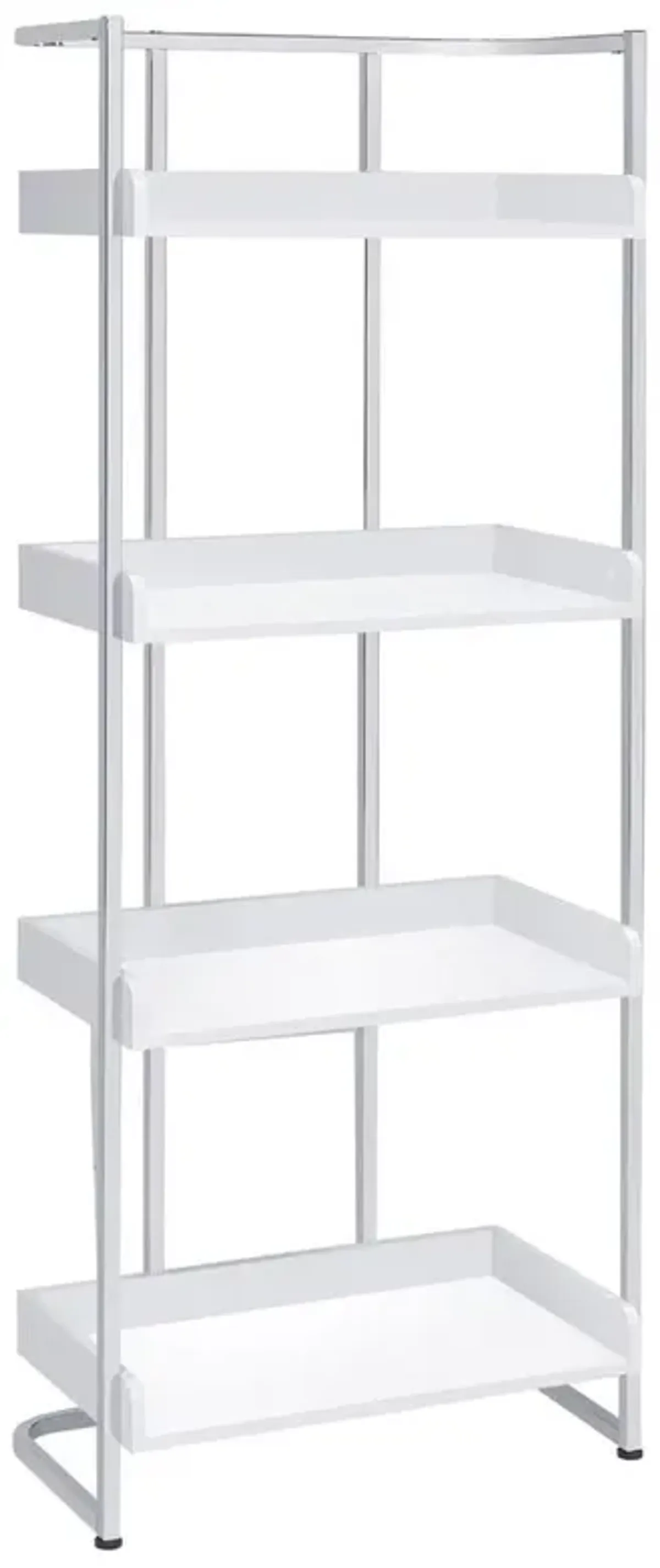 Ember 4-shelf Bookcase White High Gloss and Chrome