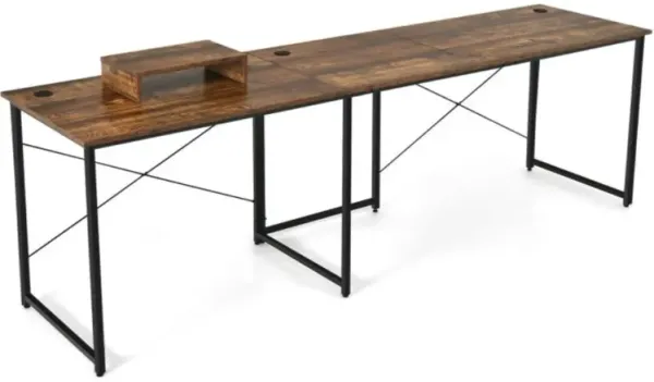Hivvago 2-Person L-Shaped Long Reversible Computer Desk with Monitor Stand