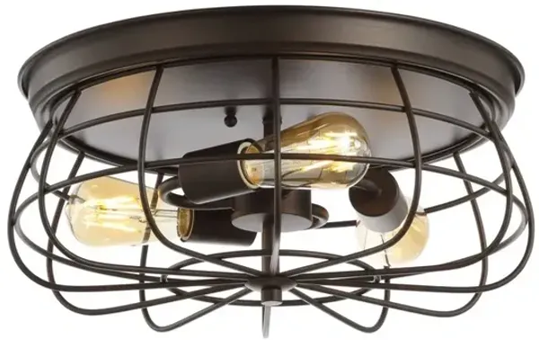Calvia 3-Light Farmhouse Metal Cage Flush Mount