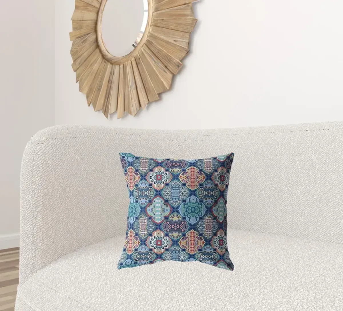 Hivvago 18"Turquoise Red Trellis Suede Zippered Throw Pillow