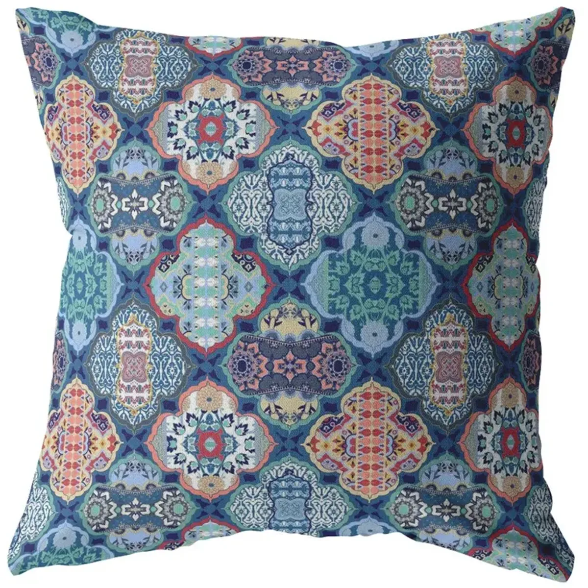 Hivvago 18"Turquoise Red Trellis Suede Zippered Throw Pillow