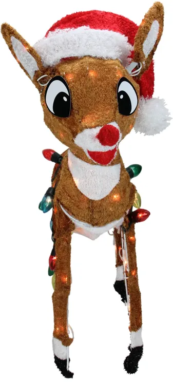 24" Lighted Rudolph with String Lights Christmas Outdoor Yard Decoration