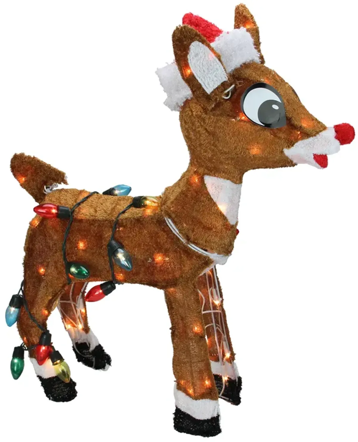 24" Lighted Rudolph with String Lights Christmas Outdoor Yard Decoration