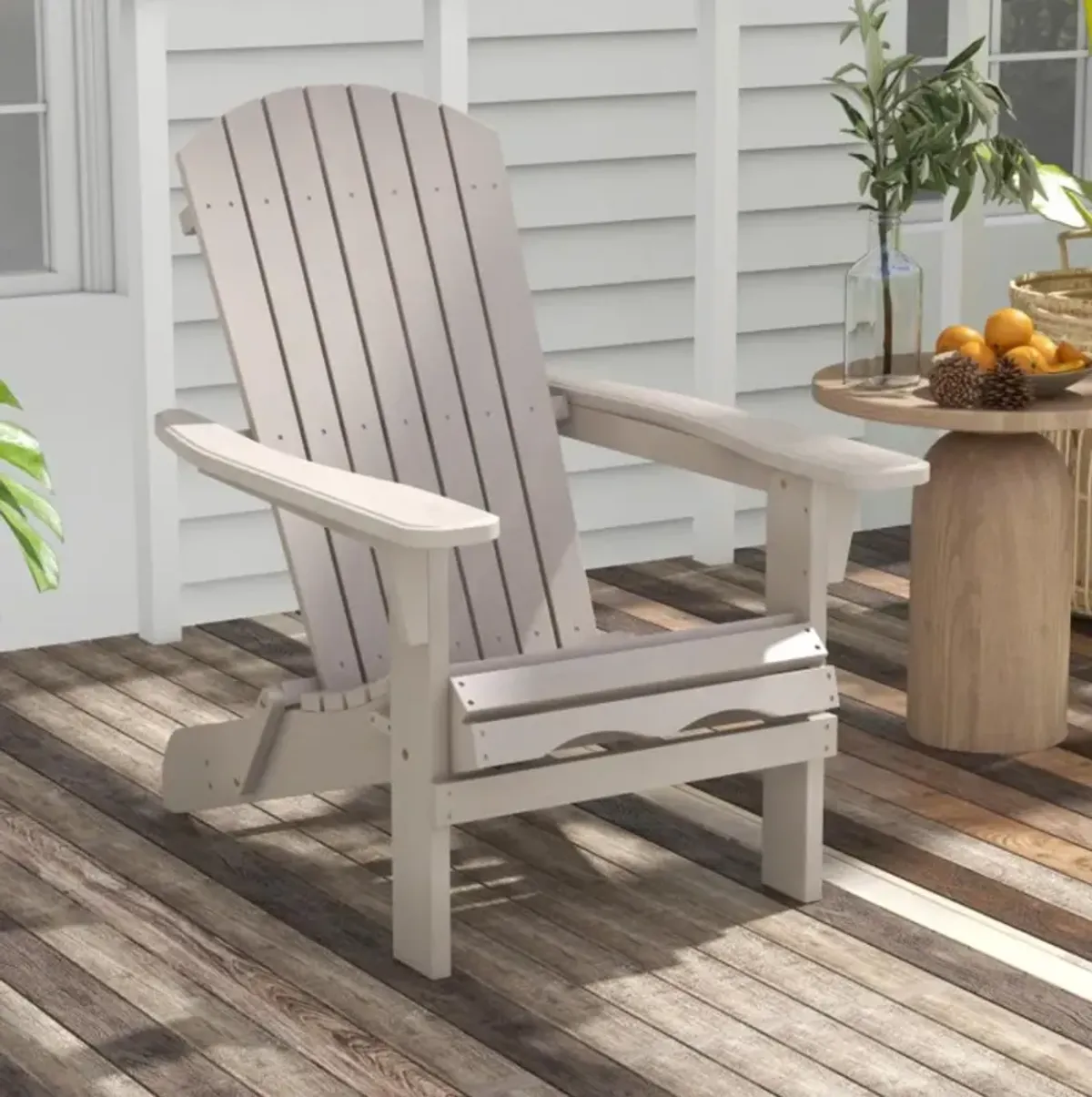 Hivvago 1 Piece Folding Adirondack Chair with High Backrest and Wide Armrests