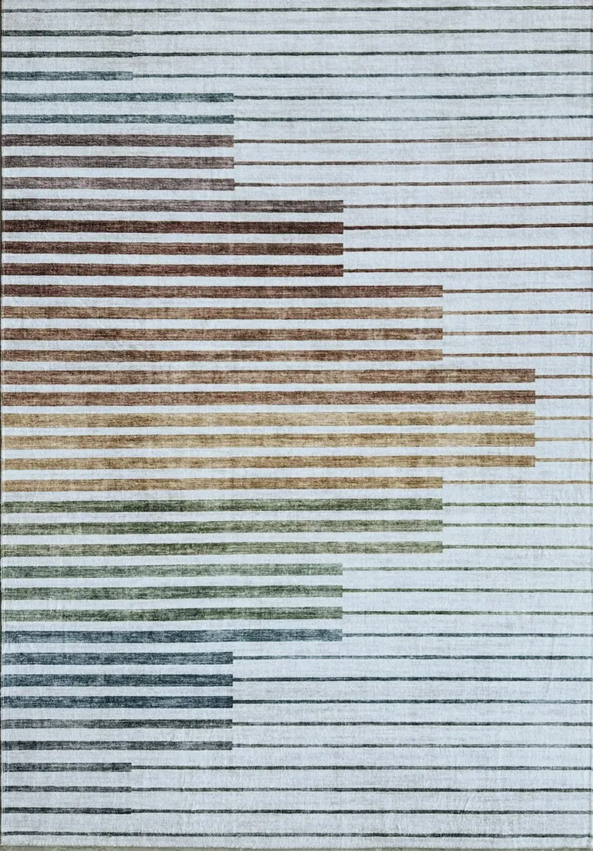 Eclipse Colorful Striped Rainbow White Beige Indoor Area Rug