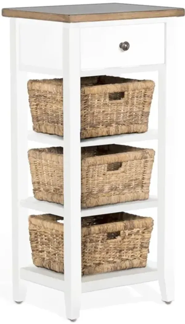 Sunny Designs Farmhouse Wood Storage Rack with Woven Baskets