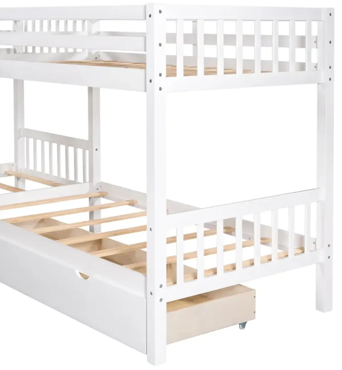 Twin L-Shaped Bunk Bed With Drawers