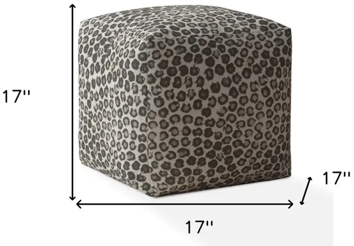 Hivvago 17" Beige Flax Floral Pouf Ottoman