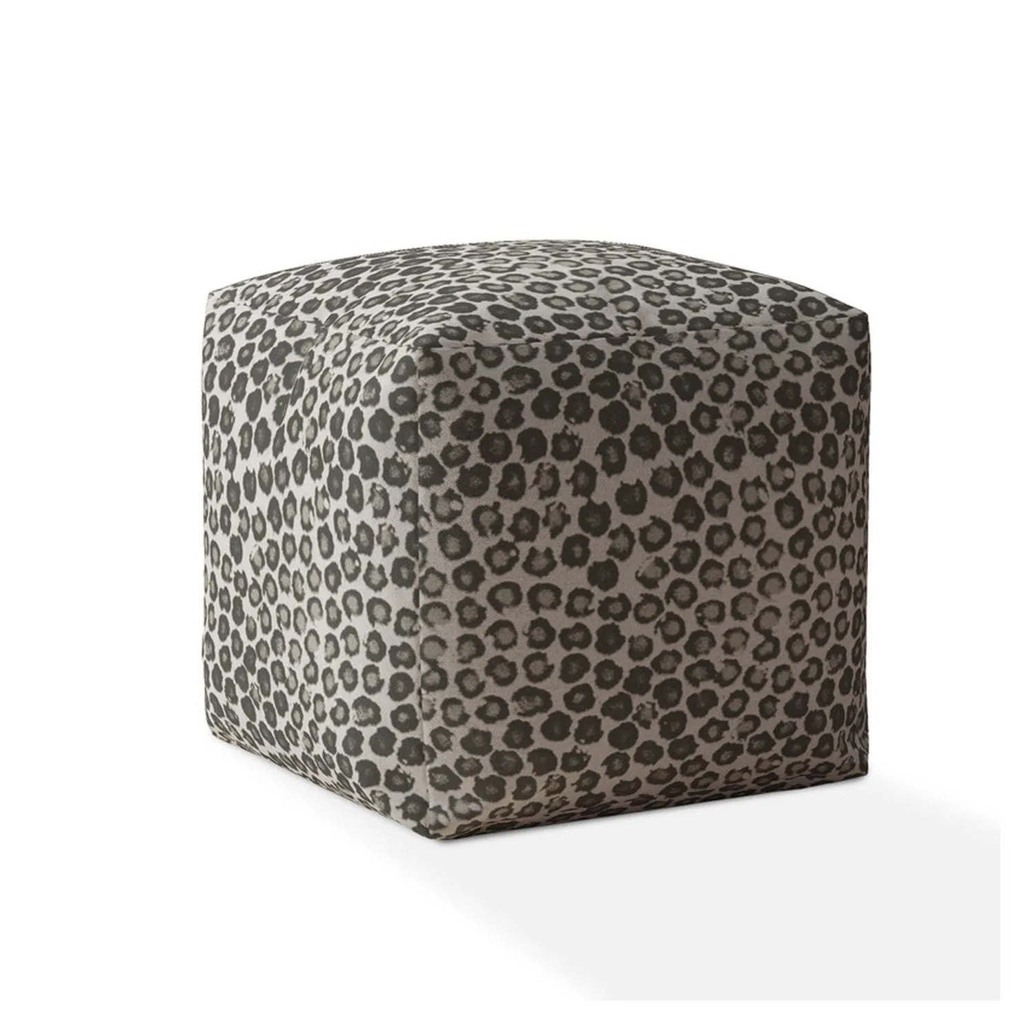 Homezia 17" Beige Flax Floral Pouf Ottoman