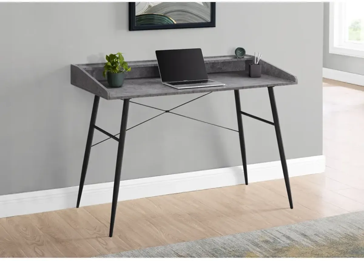 Monarch Specialties I 7540 Computer Desk, Home Office, Laptop, Storage Shelves, 48"L, Work, Metal, Laminate, Grey, Black, Contemporary, Modern