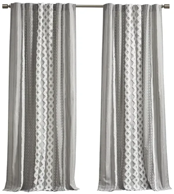 Gracie Mills Modesto Textured Chenille Stripe Cotton Curtain Panel with Lining - 50x84"