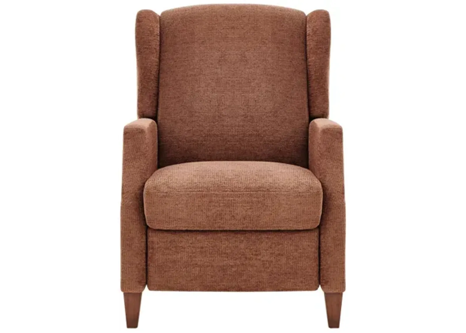 Wingback Fabric Push Back Recliner with Rivet Detailing.