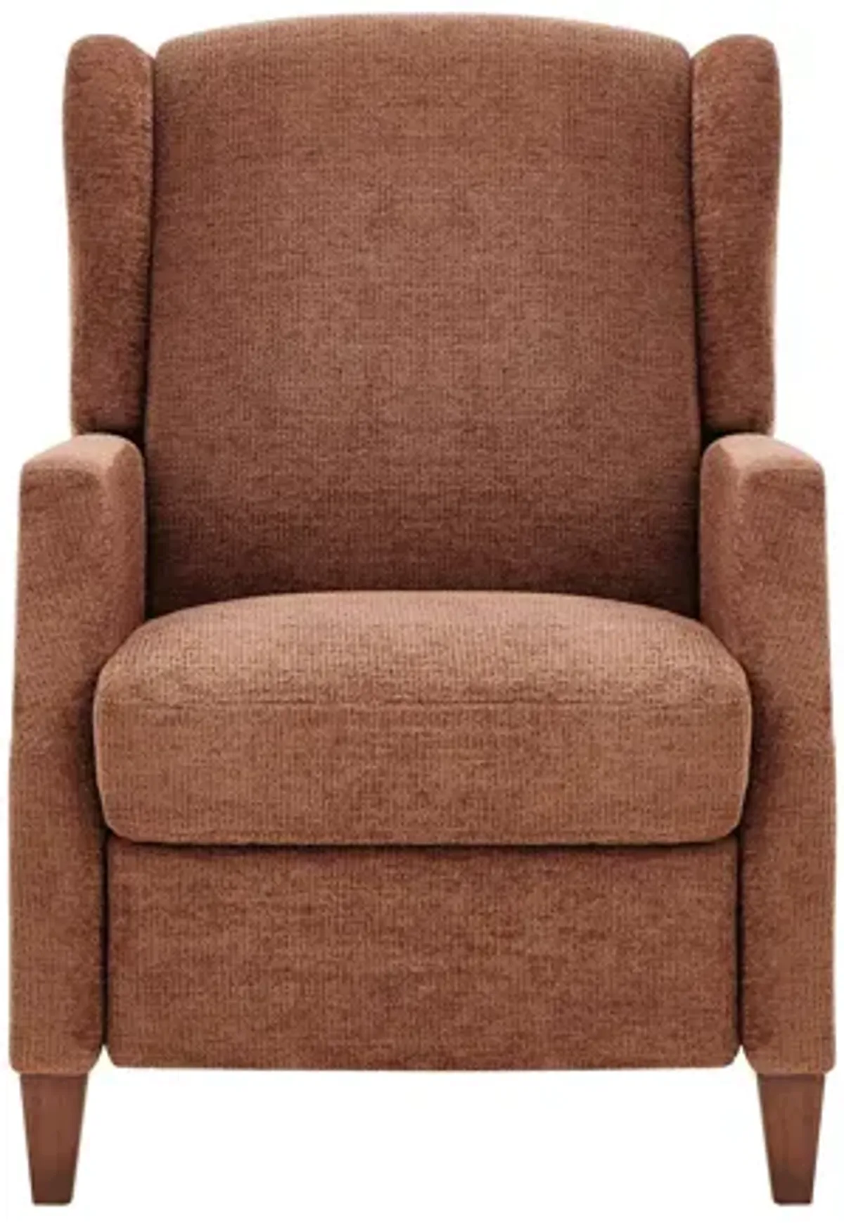 Wingback Fabric Push Back Recliner with Rivet Detailing.