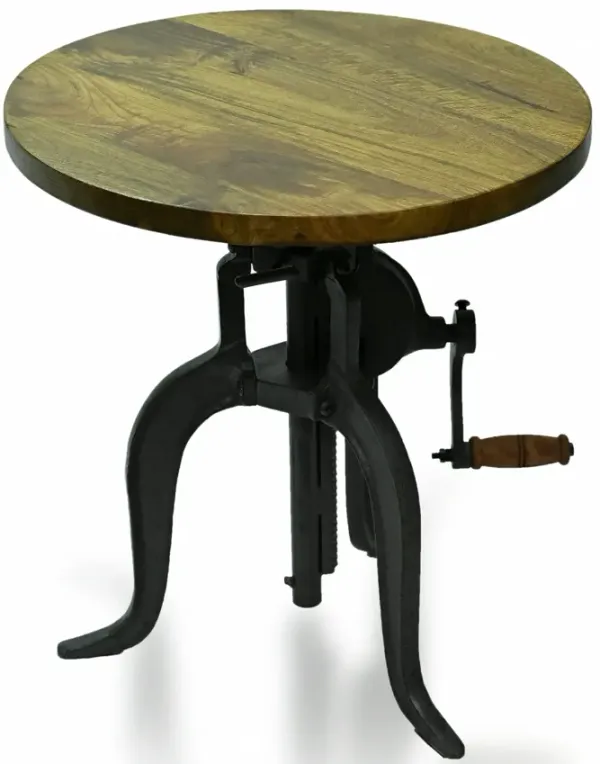Hivvago 19" Industrial And Oak Solid Wood Round End Table