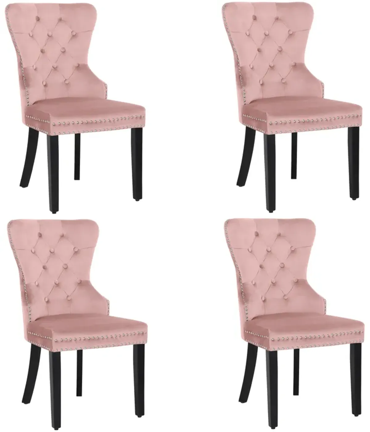 WestinTrends Velvet Upholstered Tufted Dining Chairs (Set of 4)