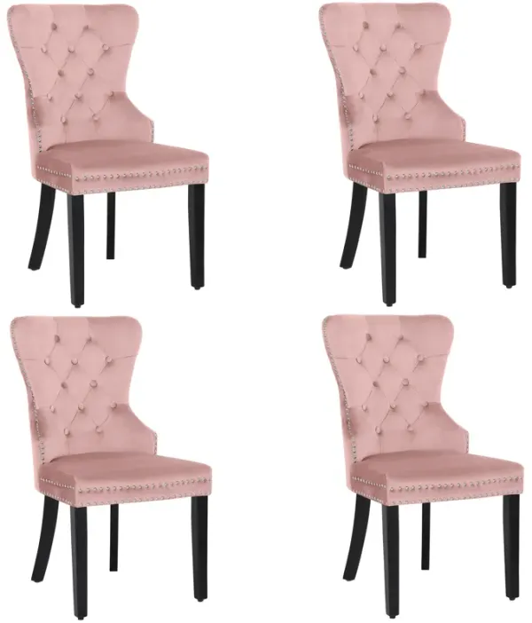 WestinTrends Velvet Upholstered Tufted Dining Chairs (Set of 4)