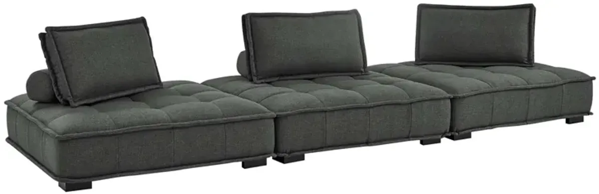 Saunter Tufted Fabric 3-Piece Sofa Gray