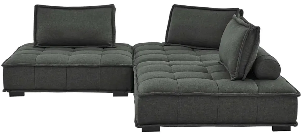 Saunter Tufted Fabric 3-Piece Sofa Gray