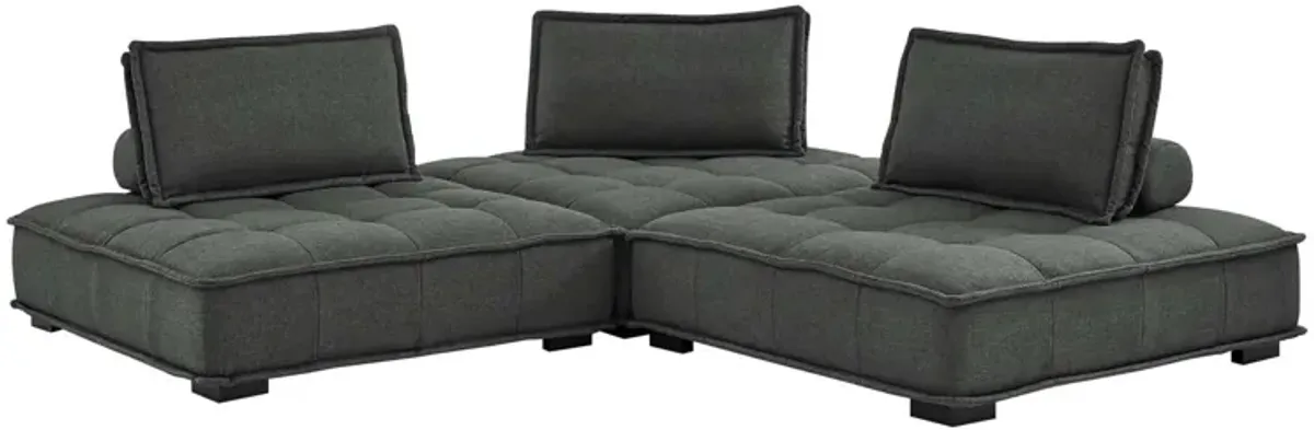 Saunter Tufted Fabric 3-Piece Sofa Gray