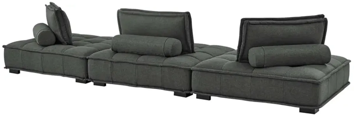 Saunter Tufted Fabric 3-Piece Sofa Gray