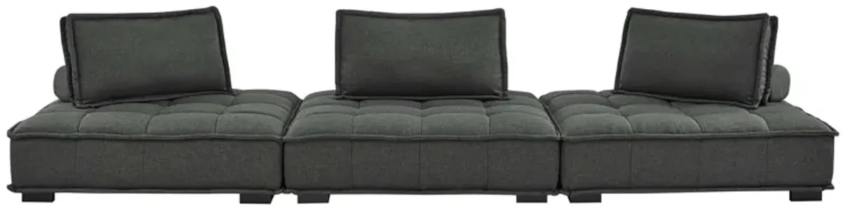 Saunter Tufted Fabric 3-Piece Sofa Gray