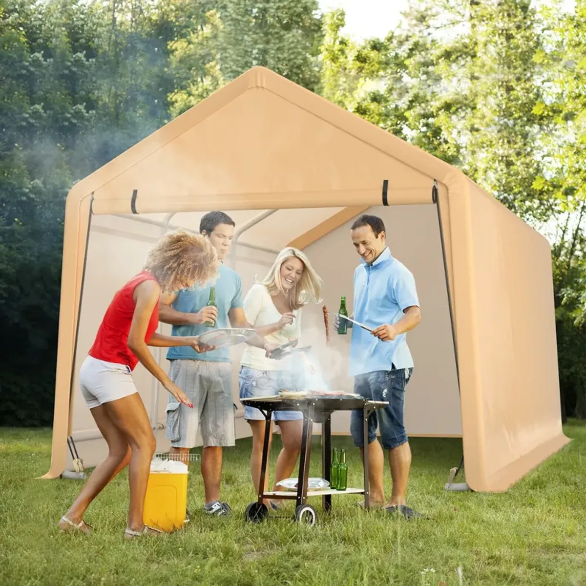 9 x 17 Feet Heavy Duty Carport Canopy-Yellow