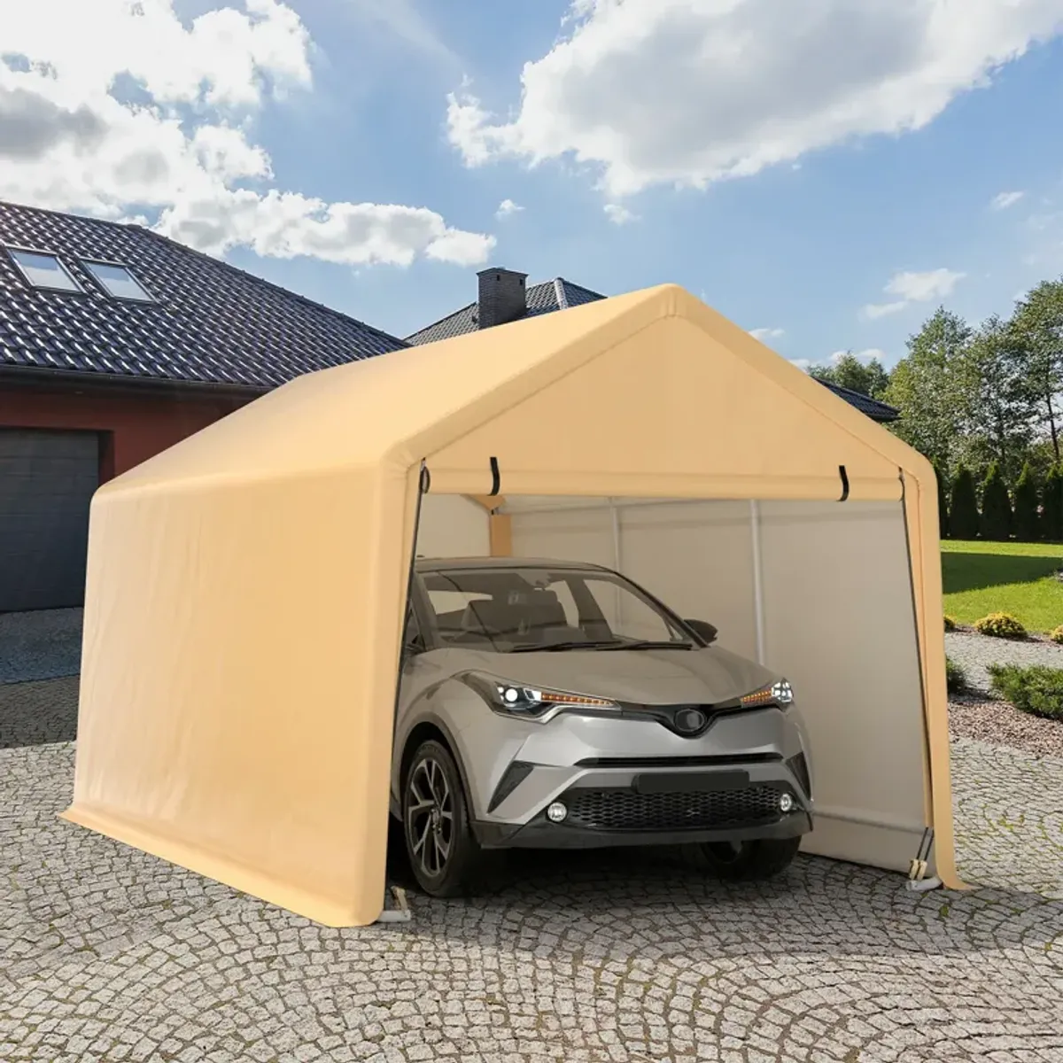 9 x 17 Feet Heavy Duty Carport Canopy-Yellow