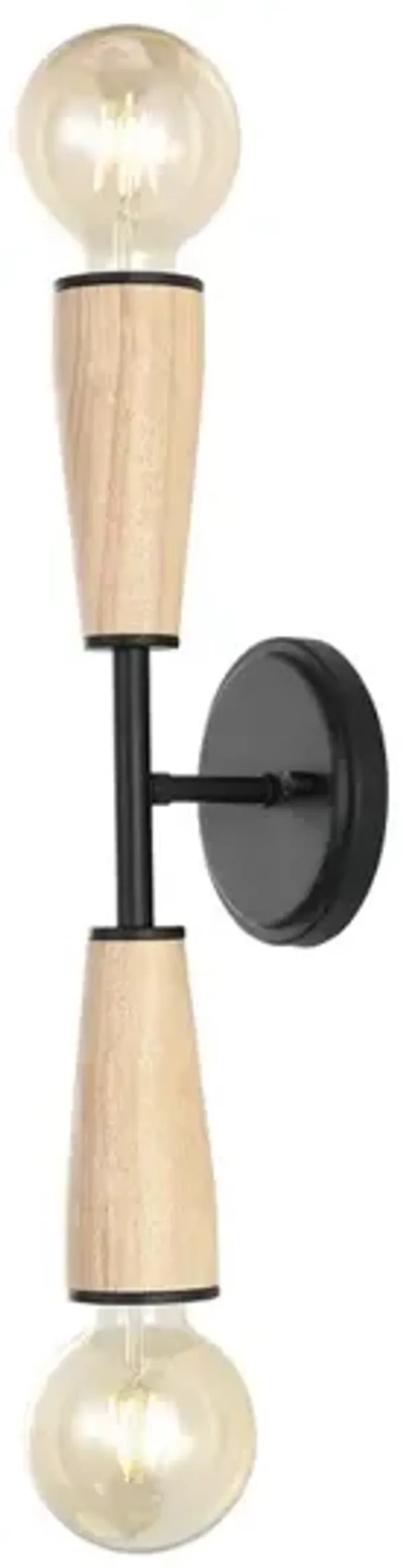 Katia 2-Light Modern Designer Iron/Wood Double Sided Hourglass LED Sconce