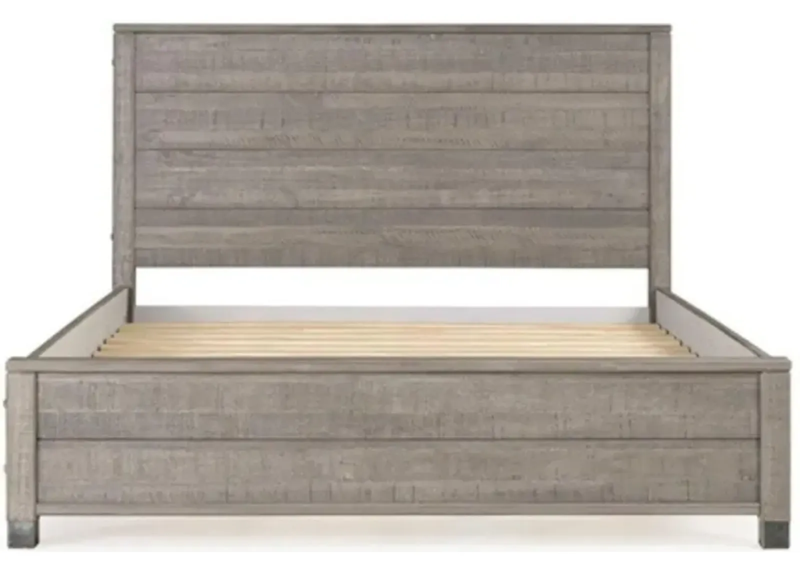 Hivvago Queen Solid Wooden Platform Bed Frame with Headboard in Grey Wood Finish