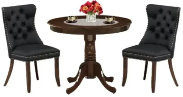 3 Piece Kitchen Table & Chairs Set Consists of a Round Dining Table
