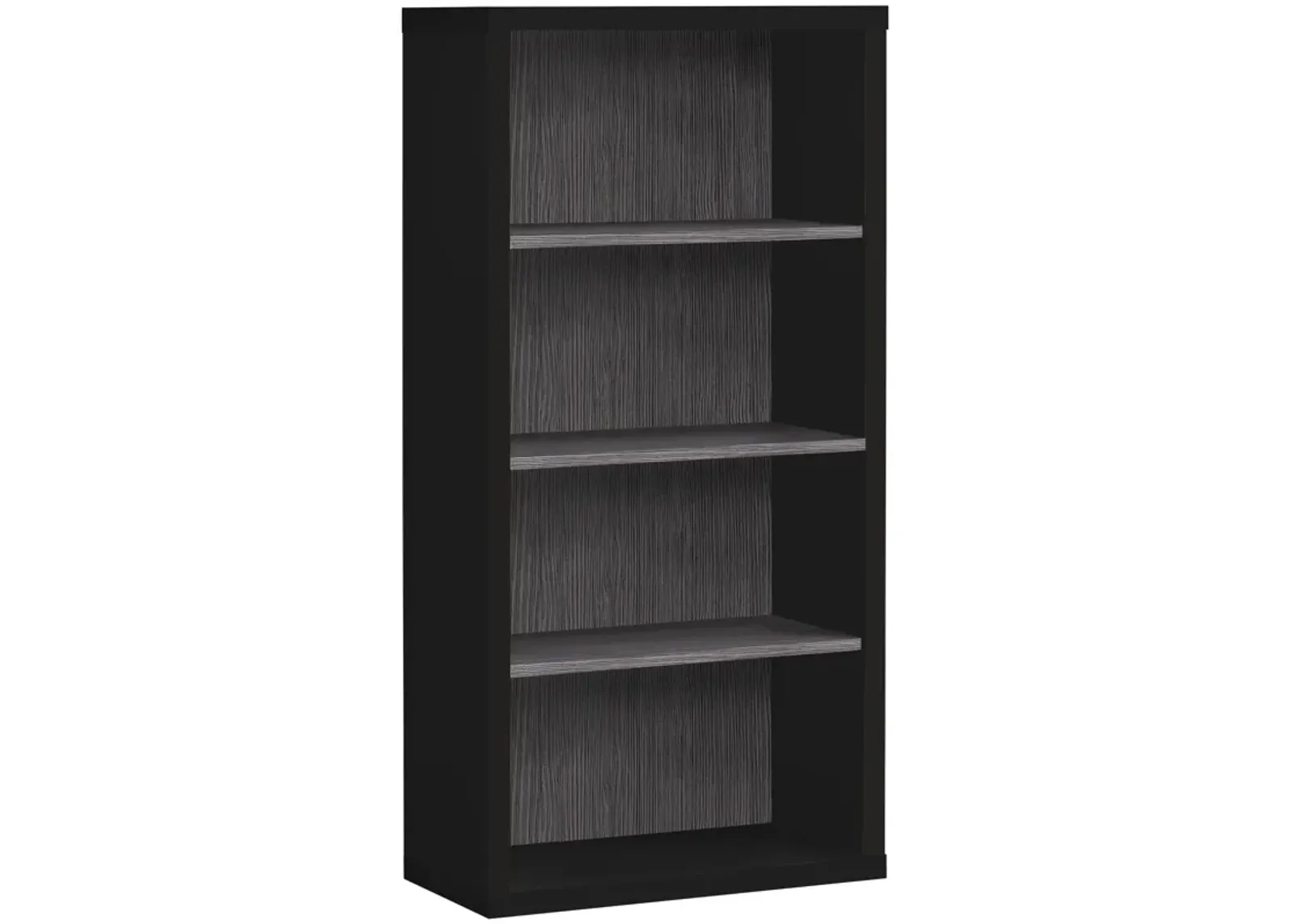 Monarch Specialties I 7407 Bookshelf, Bookcase, Etagere, 5 Tier, 48"H, Office, Bedroom, Laminate, Black, Grey, Contemporary, Modern